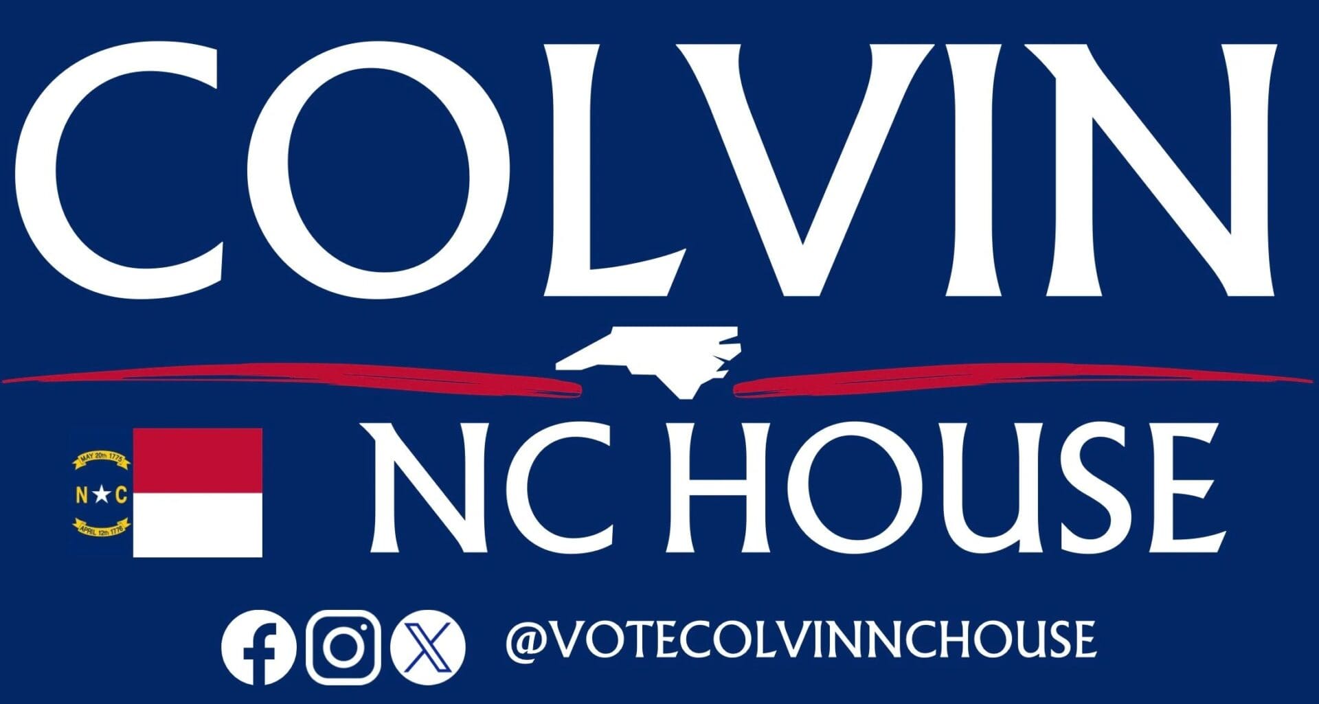A blue sign with white lettering that says " colvin nc house ".